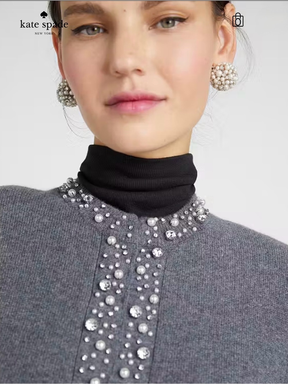Kate Spade New York Pearl Rhinestone Cardigan Sweater
